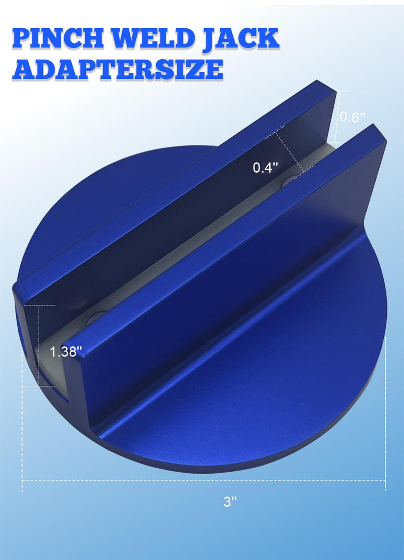 Pinch Weld Jack Pad - Aluminum Jack Pads with Large Slotted Grooved Magnetic Jack Pad Pad for Universal Vehicles 0.4" Slotted Aluminum Groove Frame Guide Rail Adapter (Blue 1 Pack) 1 Pack-Blue