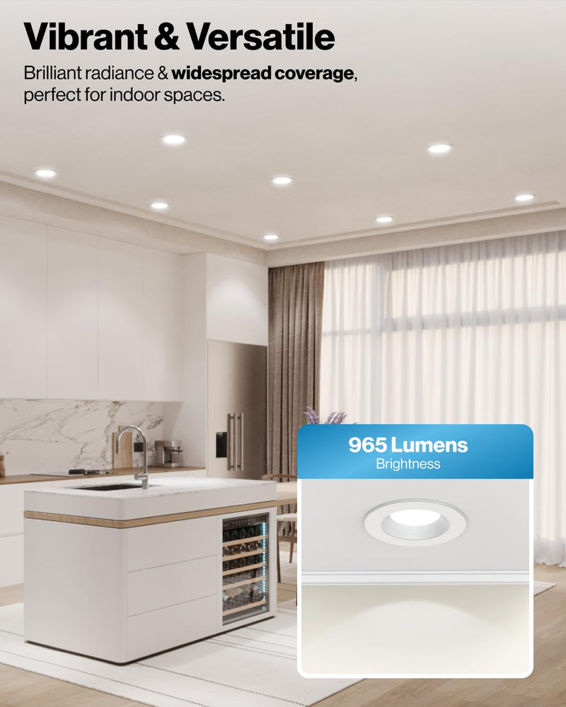 Sunco 5CCT Retrofit LED Recessed Lighting 6 Inch, 2700K/3000K/3500K/4000K/5000K Selectable, Dimmable Can Lights, Smooth Trim, 13W=75W, 965LM, Damp Rated, UL-Certified 2 Pack