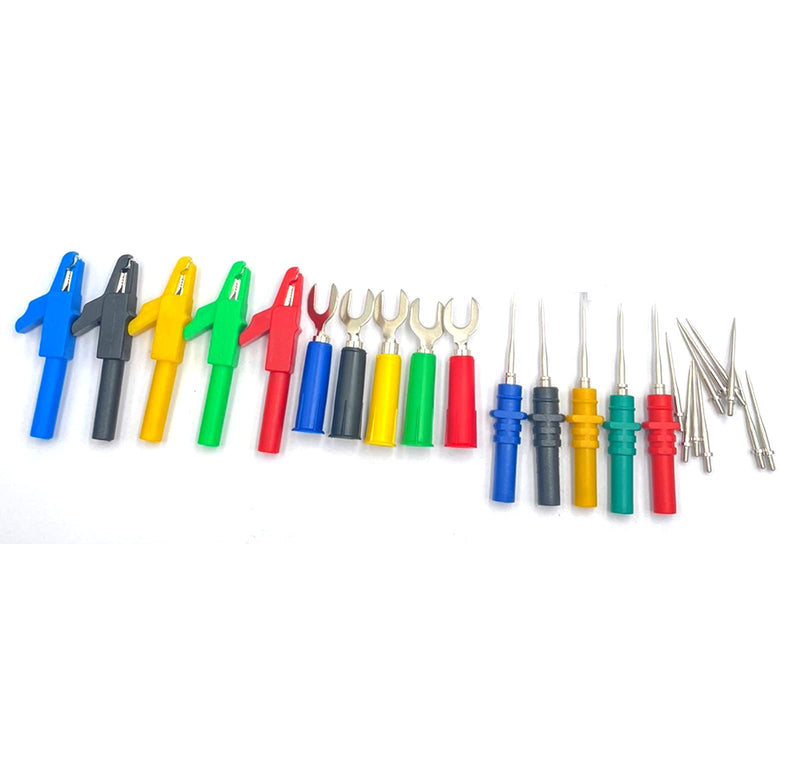 5PCS Male Banana Plug Silicone Test Leads Kit 5 Colors Silicone Lead Test Cable with Alligator Clips 4mm Fully Insulated Safety Shrouded Stackable Banana Connector for Multimeter