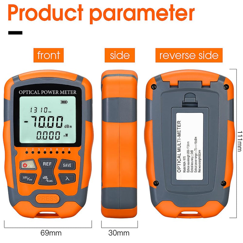 4 in 1 Fiber Optic Tester Portable Fiber Power Meter(-70~10dBm, Built-in VFL) & Visual Fault Locator Kit for Network Cable Test