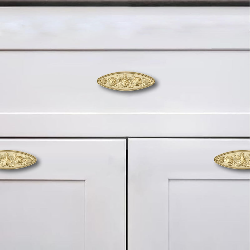 khtumeware 3 inch 5 Pack Brushed Gold zinc Alloy Cabinet pulls Suitable for Kitchen cabinets, Bathroom cabinets, wardrobes, Furniture Drawers Handles. Seaside Cottage Pull