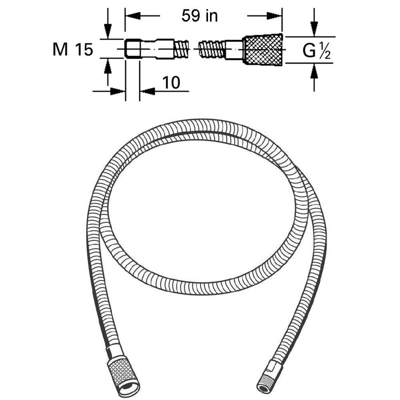 46092000 46174000 Kitchen Faucet Hose Replacement Parts, Pull-Out Spray Replacement Hose for Grohe Ladylux Replacement Parts, Alira Sink Faucet Hose By Awelife, 59-inch Starlight Chrome Finish 46092000