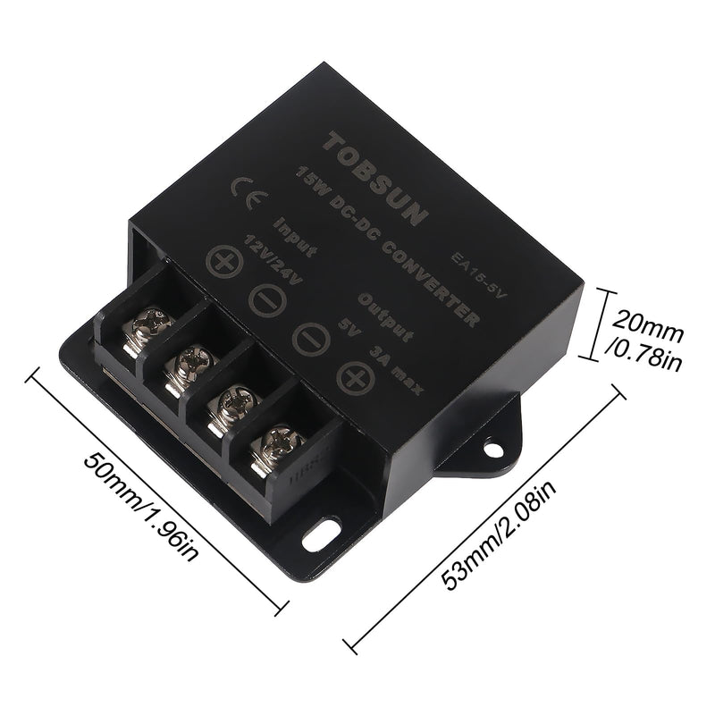 2PCS DC 12V 24V to 5V 3A 15W Power Converter Step Down Reducer 5V Regulator Buck Converter Module