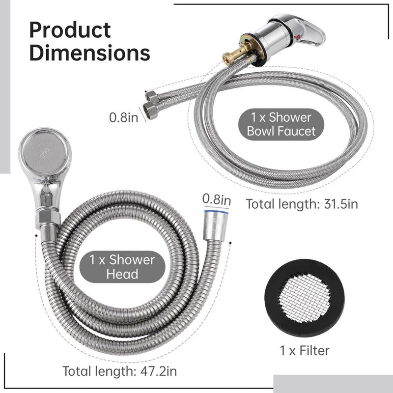 Homaisson Beauty Salon Shampoo Sink Bowl Faucet and Sprayer Kit, Leak-Proof Shampoo Bed Faucet with Metal Hose, Hot and Cold Mixer Tap Sprayer Set for Hair Beauty Salon Silver