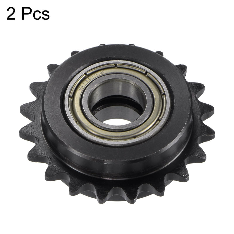 uxcell #25 Roller Chain Idler Sprocket, 12mm Bore 1/4" Pitch 20 Tooth Sprocket Tensioner, C45 Carbon Steel 25 Roller Chain Sprocket with Bearing for ISO 04C Chain, 2Pcs 44mmx12mm