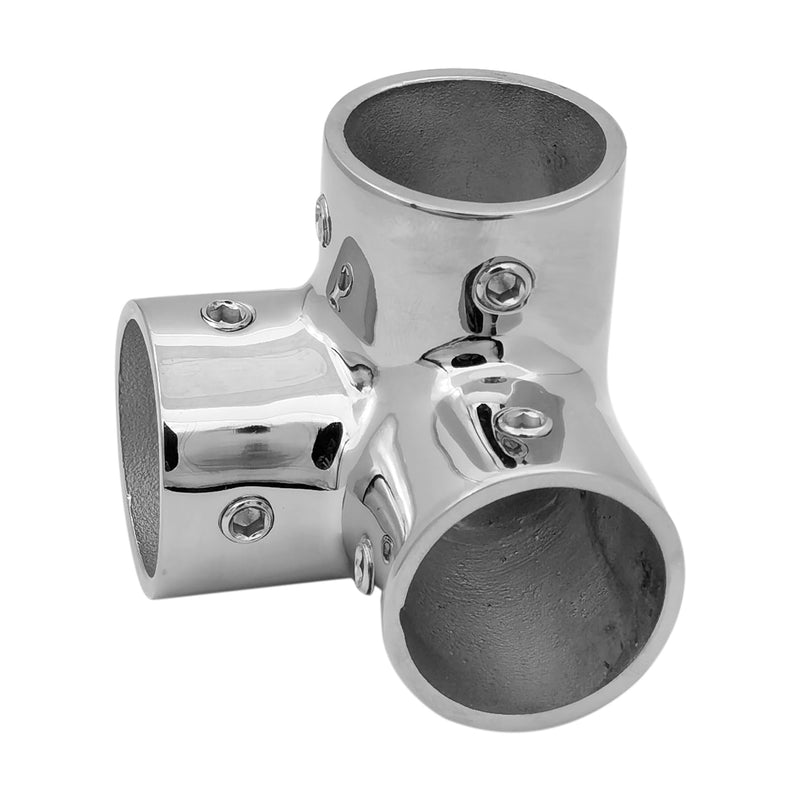 Marine Grade Heavy Dudy Pipe Hand Rail Tee 316 SS Mirror Polished Hand Rail Fitting-90 Degree 3 Way Corner Elbow 7/8IN OR 1IN