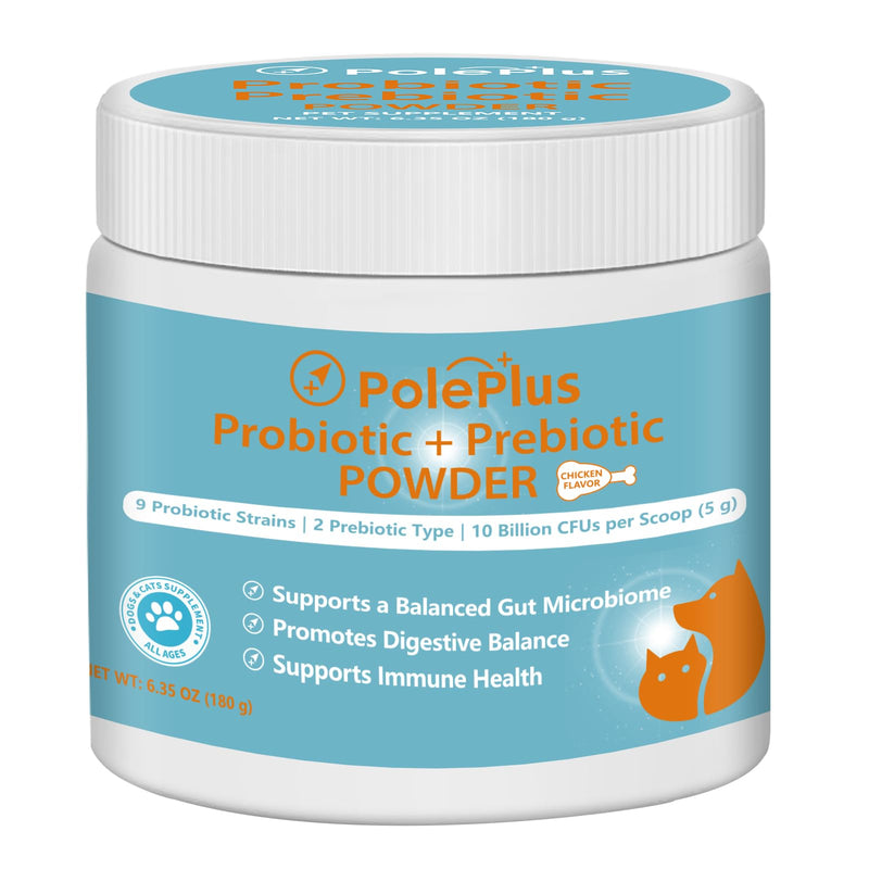 Probiotics for Dogs & Cats - 10 Billion CFU, 9 Strains Probiotic Blend, Gut Health Supplement for Small & Large Pets, 6.53oz (180g)