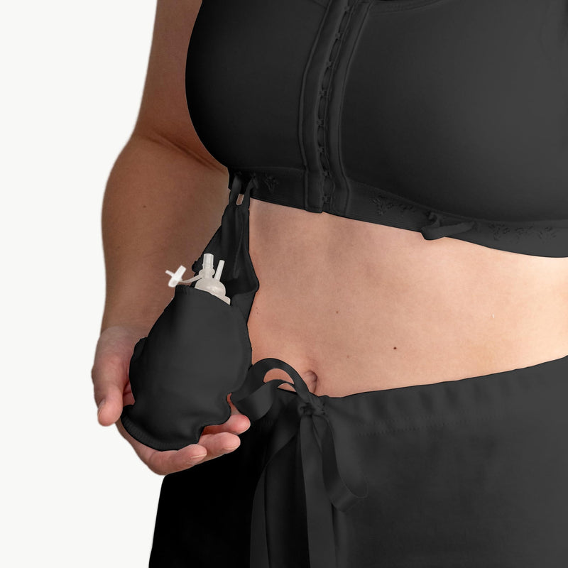 Gentle Touch Surg-Ease Drain Holder Pouch - Essential Surgical Recovery Supplies for Post Mastectomy, Lumpectomy, and Breast Surgery - Surg-Ease Drain Pouch Compatible with Surg-Ease Bra - Black
