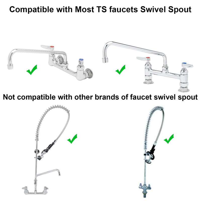 12 Inch Faucet Spout Replacement Fits for Most T&S Faucets, 360° Commercial Sink Faucet Swivel Spout for 2 or 3 Bay Compartment Sinks