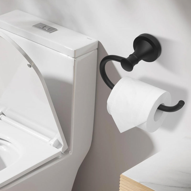Black Toilet Paper Holder, Bathroom Toilet Tissue Roll Holder Hanger, Matte Black Towel Paper Holder for Bathroom, Wall Mount Bathroom Hardware Accessories