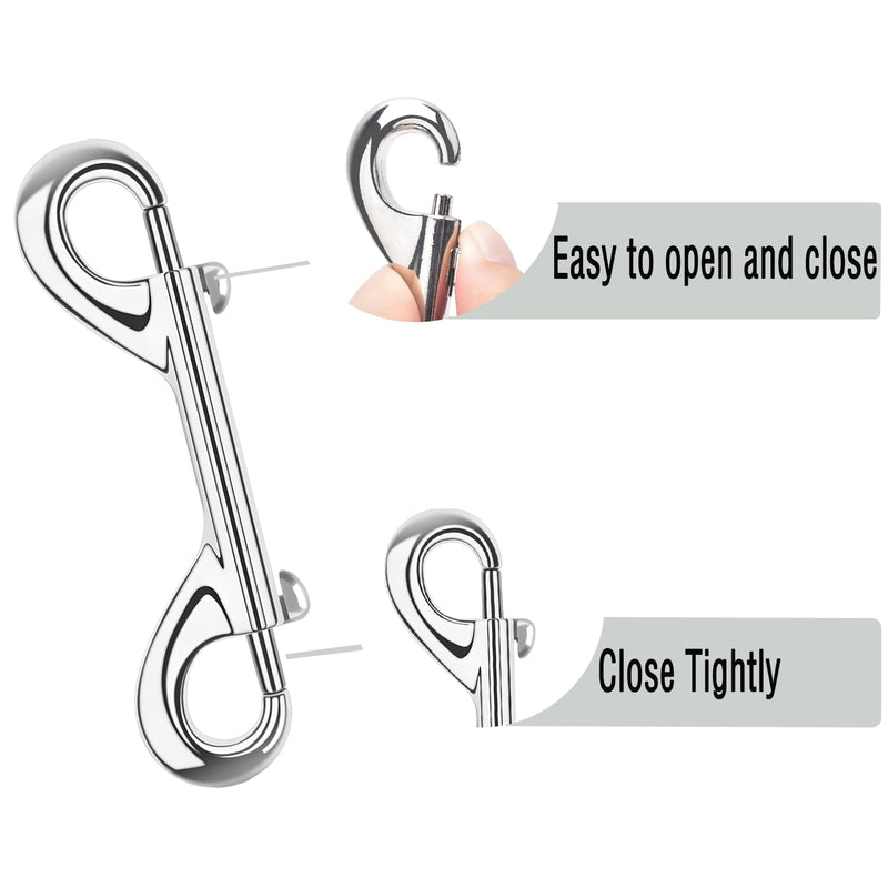 5 PCS Double Ended Snaps, 3.5 Inch Zinc Alloy Trigger Bolt Snaps Hooks, Silver Double Ended Metal Clips for Pet Dog Leash, Water Bucket, Carabiner, Key Holder, Home Use