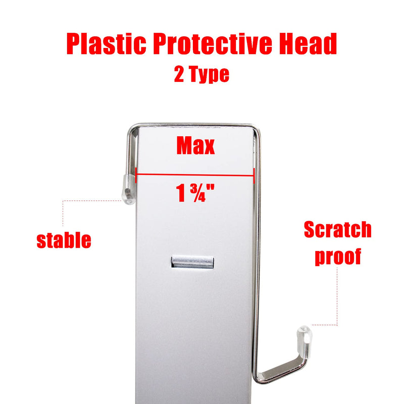Heavy-duty Single Over Door Hooks, Stainless Steel Hanger Organizer for Hanging Bag, Towel, Bath Robe, Shoe Rack, Fit 1-1/2" to 1-3/4", Rubber Protective Head, Great Replacement (Silver, 4 Pack) Silver