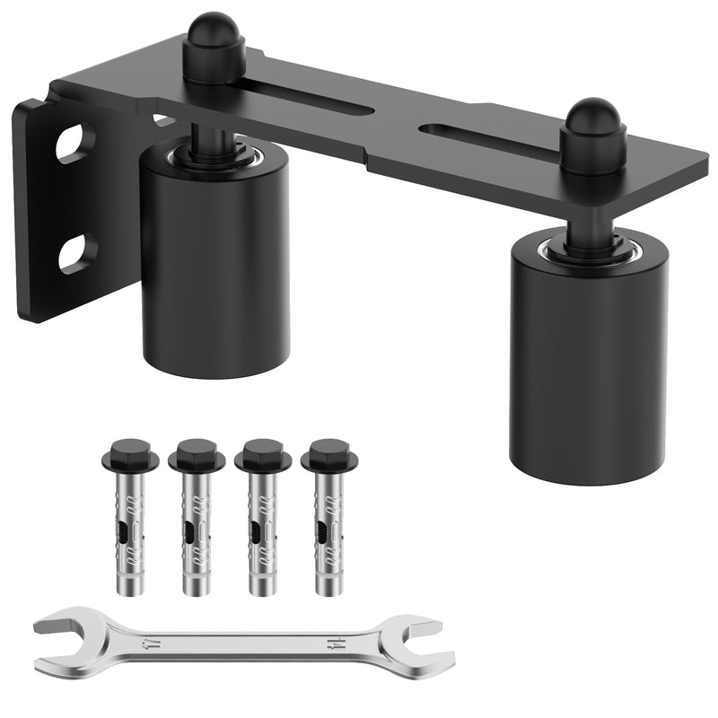 Heavy Duty Slide Gate Roller Guide with Steel L Rear Post Bracket, Adjustable Nylon Roller Guide, Rolling Gate Hardware kit for Sliding Door, Rolling Door, Wood Door (Black-1pc, 3in) Black-1pc