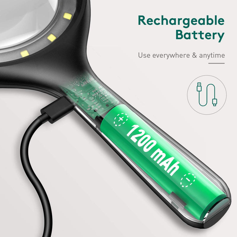 Magnifying Glass with Light, 30x 60x Magnifying Glass for Reading Lighted - 33 LEDs Magnifying Glass Magnifier Magnifier with Light Black