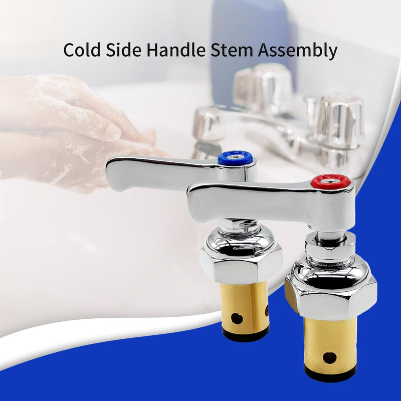Handle Stem Assembly Fits for T&S Brass Faucets Blue Cold and Red Hot Side Spindle Assembly Valve Replacement Part Replace 002714-40 002713-40 Spindle Assembly for Eterna Valve Replacement