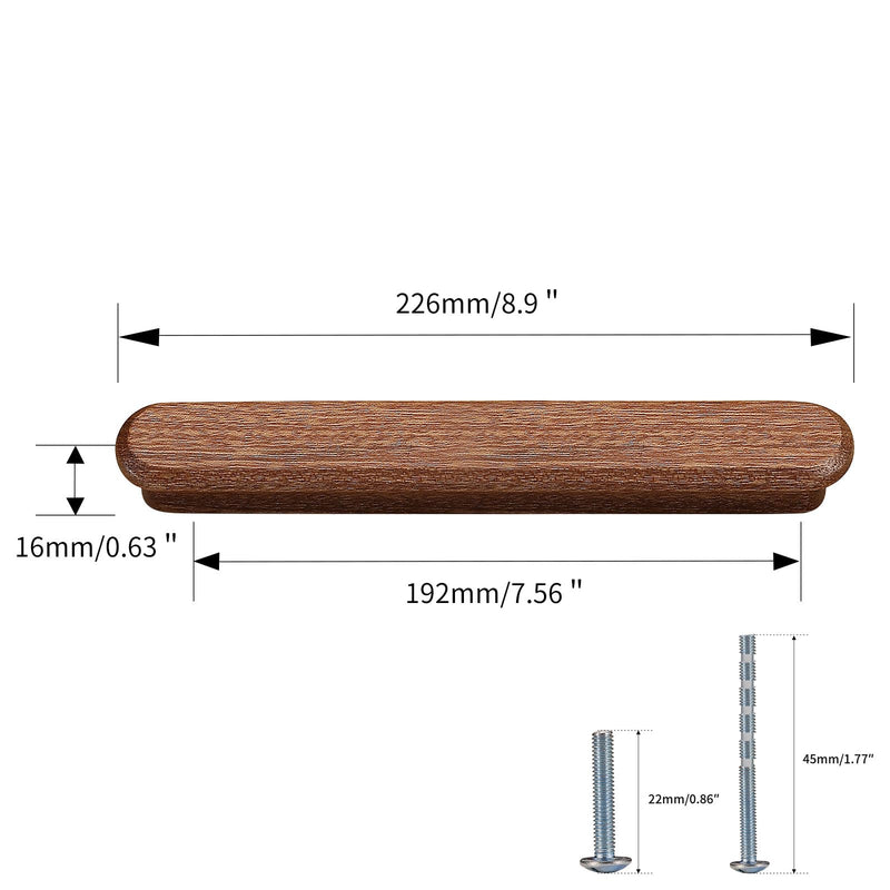 Red Wood-7.56 in 4 pcs Wood Drawer Knobs Pulls Handles Kitchen Cabinets Furniture Dresser Wardrobe Cupboard Drawer Knobs Pulls Handle Red wood-7.56