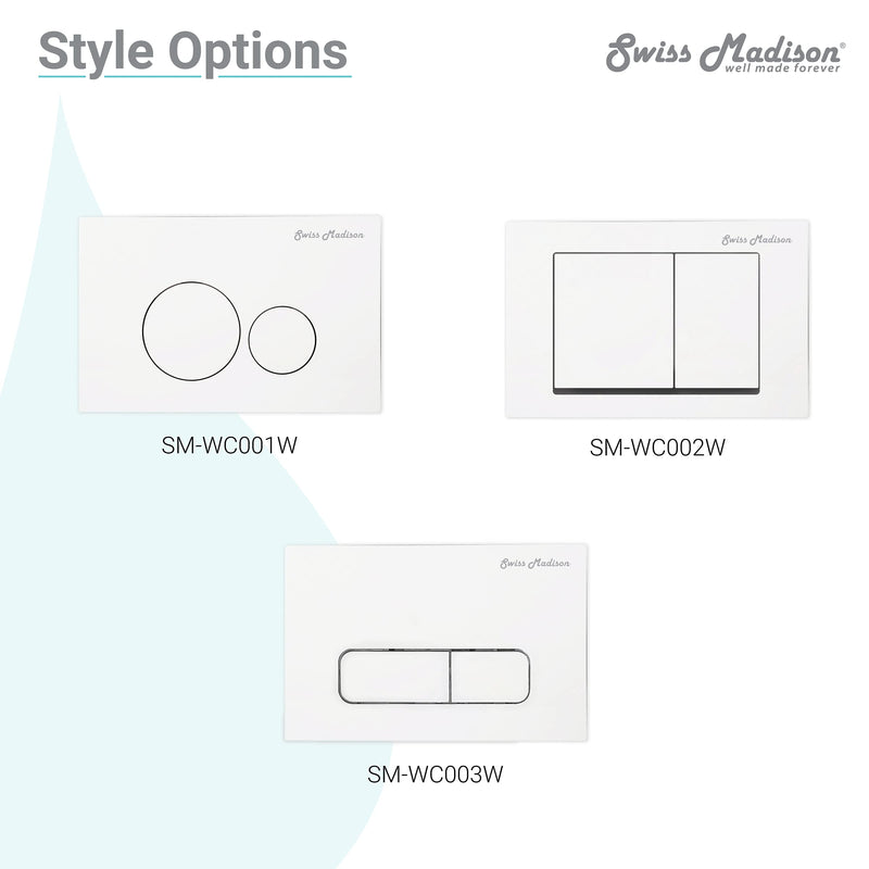 Swiss Madison Well Made Forever White SM-WC002W Wall Mount Dual Flush Actuator Plate with Square Push Buttons Glossy White