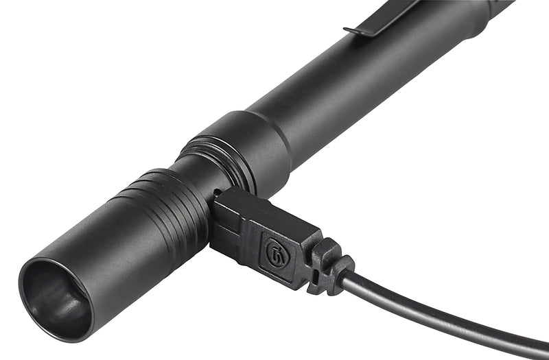 Streamlight 66133 Stylus Pro USB 350-Lumen Rechargeable White LED Pen Light for Inspectors, Law Enforcement, and Everyday Use with USB Wall Charger, and Nylon Holster, Black