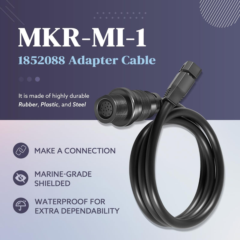 1852088 MKR-MI-1 Adapter Cable fit for Humminbird Helix 15 12 10 9 8 Fish Finders, Replace for Helix Built-in MEGA Down Imaging Adapter Cable, 30-Inch