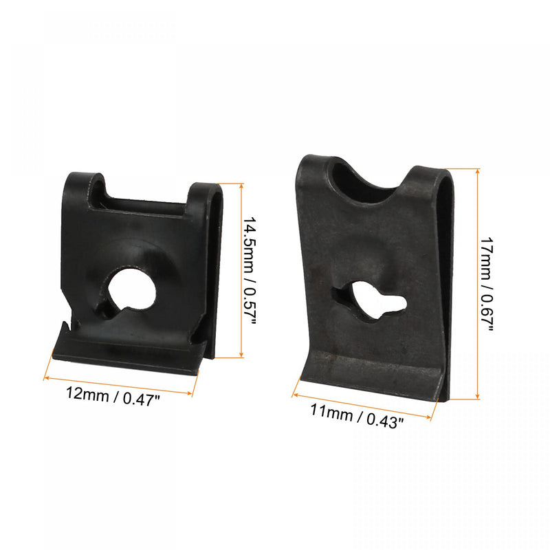 uxcell M4/ ST4.2 and M5/ST4.8 65Mn Spring Steel Speed Clip Fastener Extruded U Nuts, Black, Pack of 50