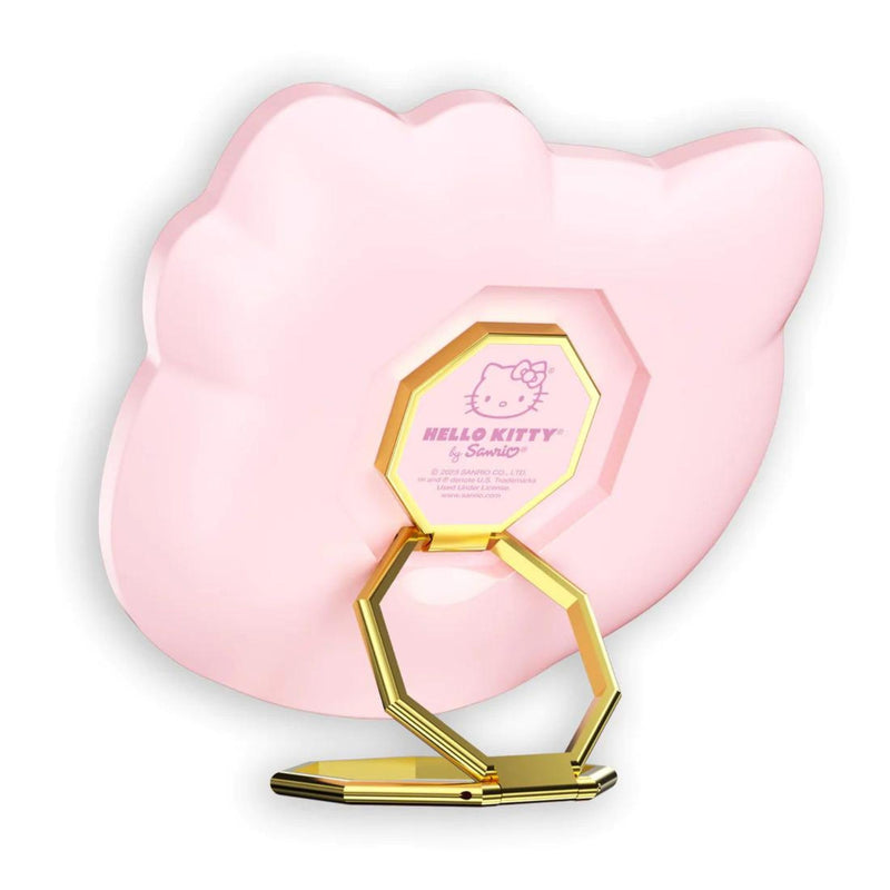 Impressions Vanity Hello Kitty 3X Magnifying Pocket Mirror with Stand, Adjustable Brightness Daylight LED Lighted Compact Makeup Mirror for Desk, Travel, Purse (Pink) Pink