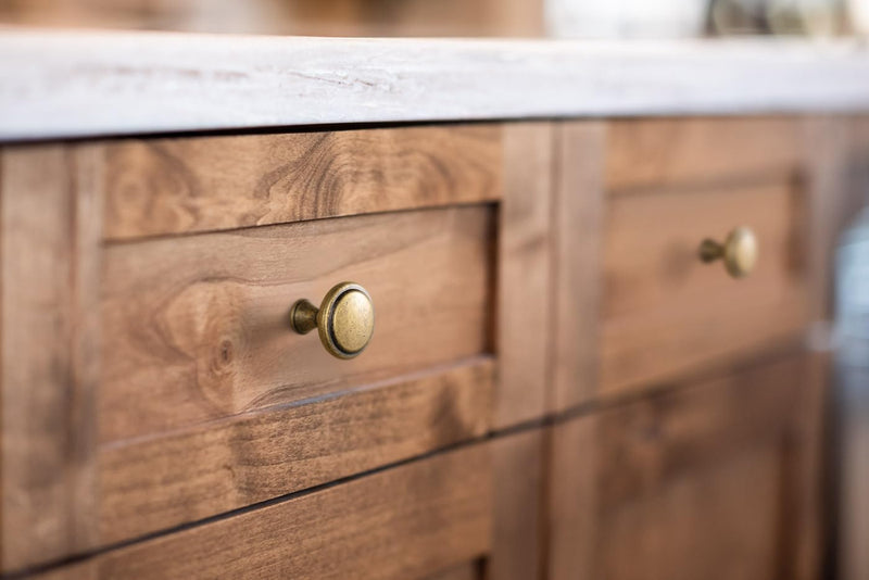 Goo-Ki 6 Pack Antique Brass Drawer Knobs Zinc Alloy Kitchen Cabinet Hardware - Vintage Bronze Knobs Single Hole/Screw Dresser Handles Cabinet Pulls