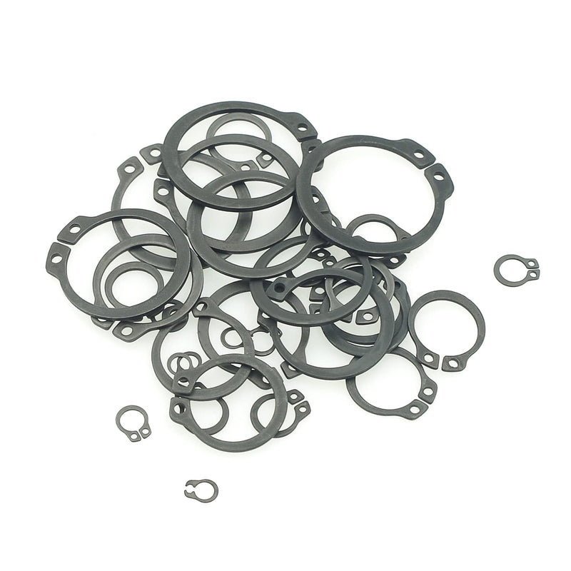 320PCS 15 Sizes Metric 4mm to 28mm Nominal Diameter C-Clips External Retaining Rings Assortment kit,Black Phosphate Finish