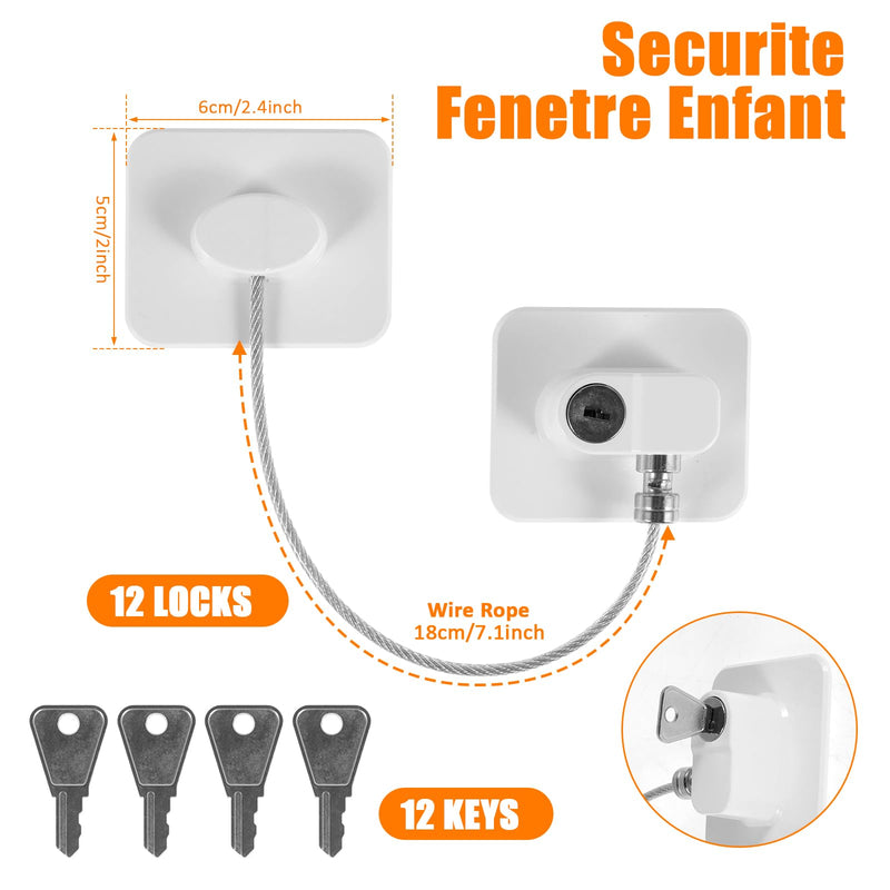 12 Pack Refrigerator Lock with Key, Adhesive Fridge Lock Combination, Freezer Locks and Child Safety Cabinet Door Locks, Window, Adult File Drawer, Closet, Kitchen Appliance, Furniture (White) 12 pack