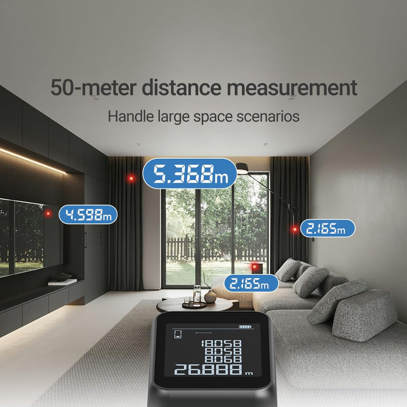 ATuMan LSA Laser Distance Meter, 165ft, 2mm Accuracy, 11 Modes, Portable