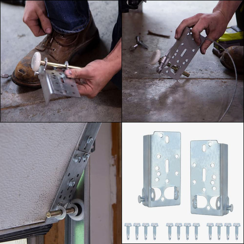 Garage Door Bottom Lifting Brackets for 7/16in Stem Roller Left and Right with Bolts - 1Pair