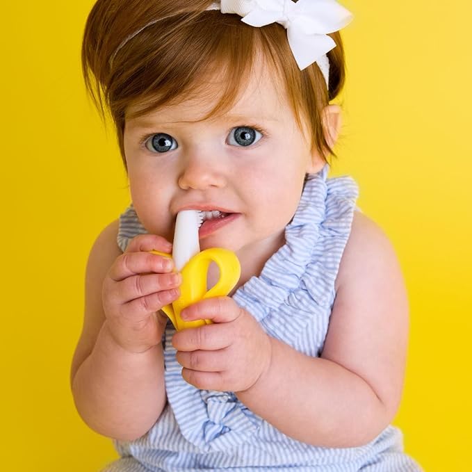[Genuine Product] Baby Banana Baby Banana Infant Toothbrush Silicone Infant Teething Toothbrush Original (3-12 months) - NewNest Australia