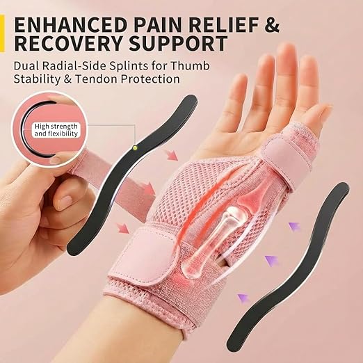 New Upgraded Thumb Splint for Right & Left Hand, Reversible Thumb Brace for Arthritis Pain And Support, Thumb Stabilizer for Sprains, Tendonitis Relief, One Size Fits Any Hand (Pink) Pink - NewNest Australia