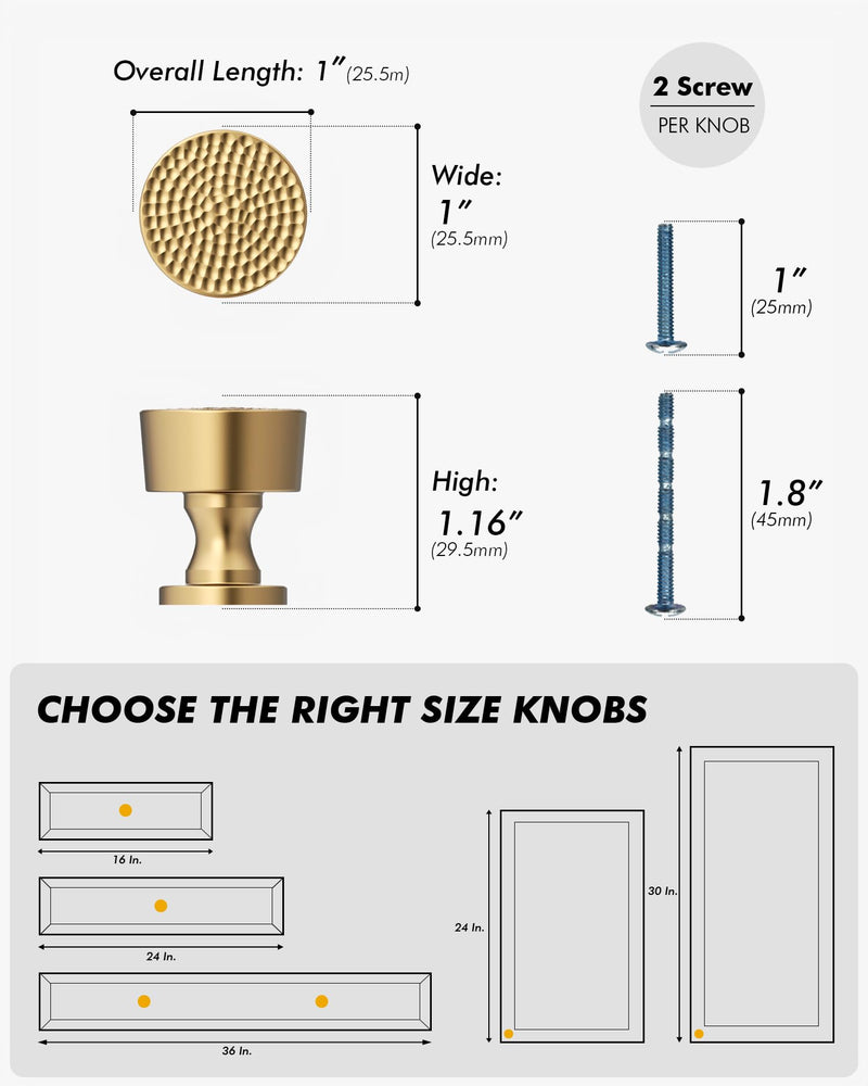 9BUILD 10 Pack Champagne Bronze Cabinet Knobs 1.2 Inch Modern Kitchen Hardware for Cabinets Knob Champagne Round Dresser Knob Hammered Drawer Knobs Single Hole Knobs