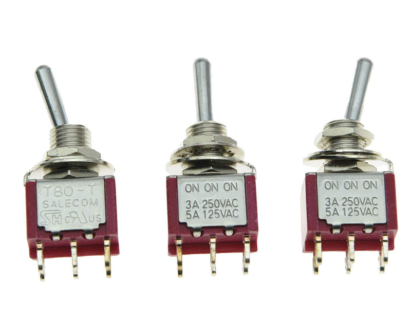 SALECOM 3X DPDT 6 Pin 3 Position ON/ON/ON Guitar Mini Toggle Switch Car/Boat Switches 3pcs ON ON ON
