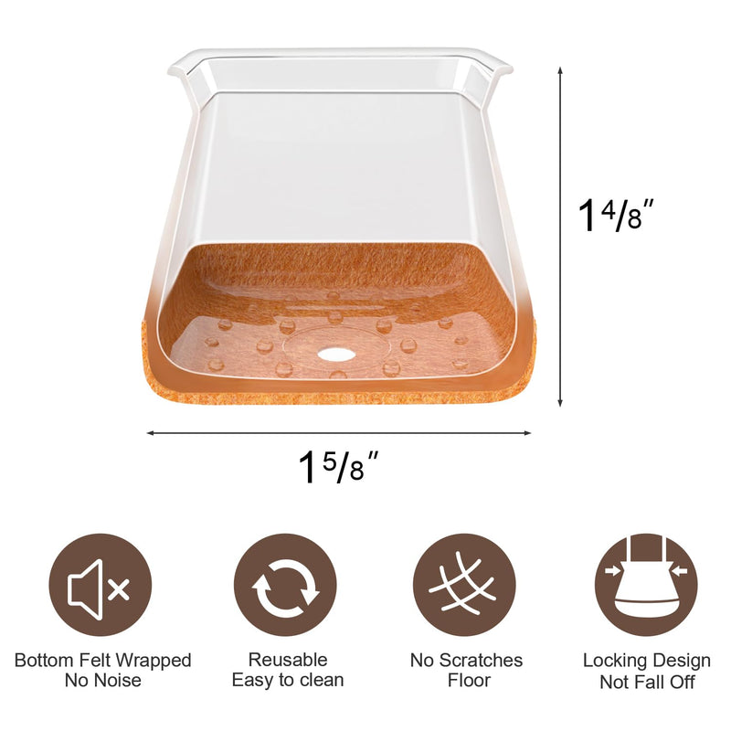 20 Pcs Chair Leg Floor Protectors for Hardwood Floors, Clear Rubber Furniture Sliders with Felt, Silicone Furniture Leg Caps Covers, Fit Square Diameter (1.01" to 1.42") Square-Large(Fit:1.01" to 1.42") Clear-20pcs