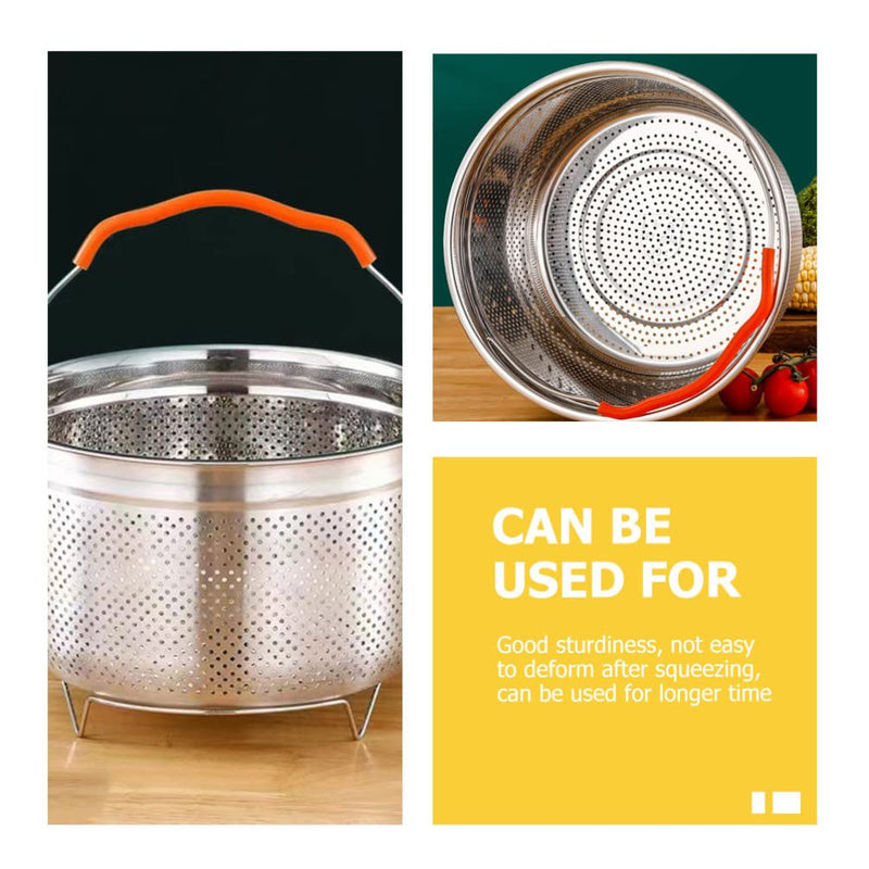 Stainless Steel Steamer Basket 8.50 Inch Steam Basket for Rice Cooker and Pot Steaming Rack for Eggs Fish Seafood Corn Potatoes Buns Home and Restaurant Use 21.6X21.6X11.8CM