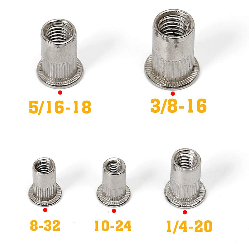 Stainless Steel Rivet Nuts Kit #8-32#10-24 1/4"-20 5/16"-18 3/8"-16 Threaded Insert Nutsert Rivnuts 8-32*10-24*1/4-20*5/16-18*3/8-16