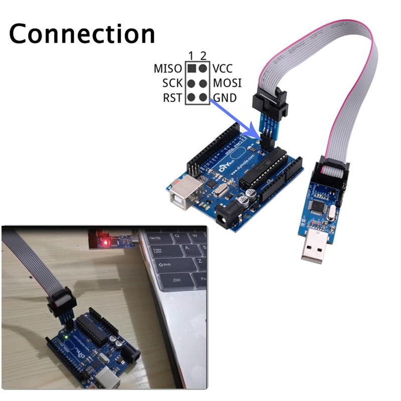 for ATMEL 51 AVR USB ISP ASP Microcontroller Programmer Downloader with Cable + 10Pin to 6Pin Adapter Board for Ender 3 or Ender 3 Pro(Pack of 2)