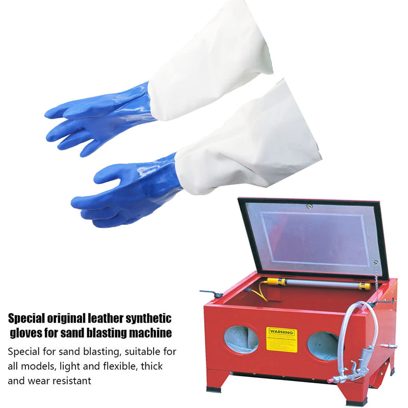 23.6" Canvas Rubber Sandblasting Sand blaster Protection Gloves for Sandblast Cabinets XL,1 pair