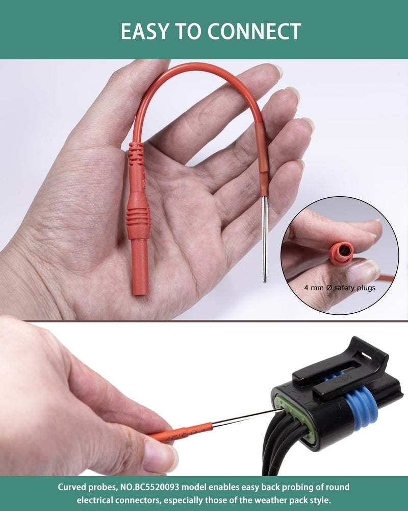 2 PCS Silicon Flexible Spoon Back Probes, Back Probe Pins Automotive Compatible with 4mm Banana Plug Test Leads