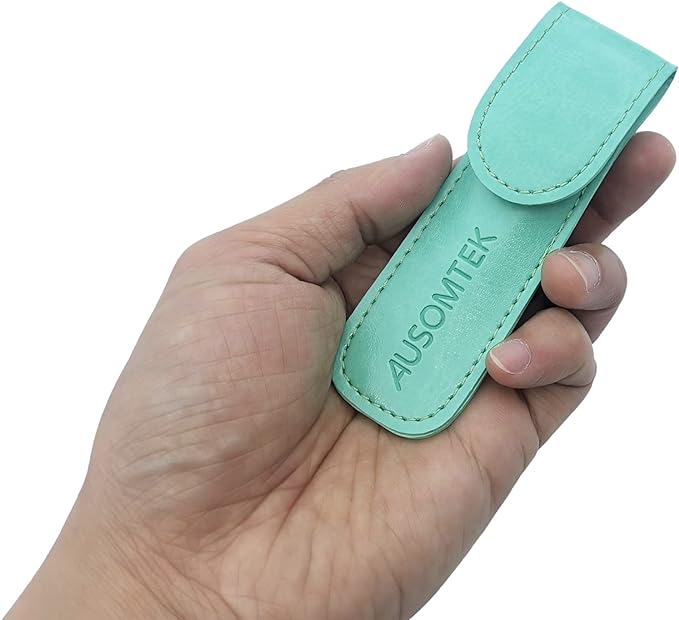 [Upgraded Version] AUSOMTEK Nose Hair and Ear Hair Trimming Tweezers, Eyebrow Grooming Scissors, Eyelash Clipper, Stainless Steel Grooming Scissors, Safe Round Head, Unisex, (Pack of 1) (Cyan PU - NewNest Australia