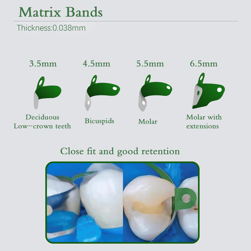 Dental Sectional Matrix Bands, Metal Matrix Bands with PTFE Non-Stick Coating Elastic, Dental Sectional Contoured Matrices for Tooth Repair kit. (M4 PTFE 4.5mm) M4 PTFE 4.5mm