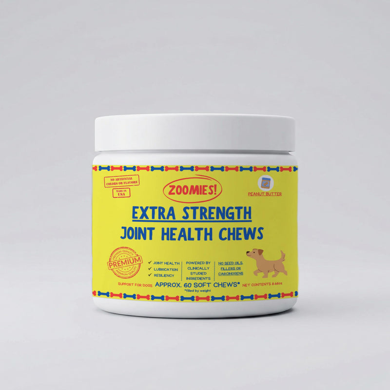 Zoomies Hip & Joint Supplement for Dogs - Soft Chews with Eggshell Membrane, Boswellia, MSM - Joint Support for Senior Dogs - Made in USA - 60 Chews 60 Chews (Pack of 1)