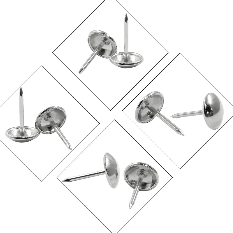 100Pcs 7/16 Inch (11mm) Silver Upholstery Tacks, Antique Round Metal Thumb Tacks Furniture Upholstery Pins for Cork Board, Sofa, Couch, Craft, DIY Decoration 7/16"