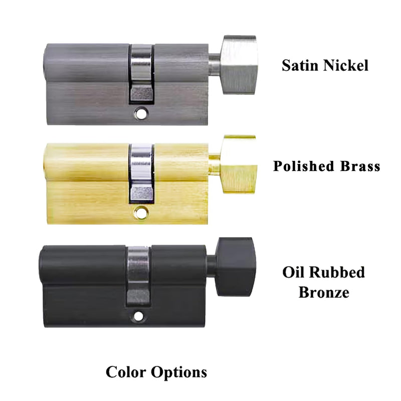 Offset Euro Profile Lock Cylinder with Thumb Turn Fits for Pella Storm Door 2-Bolt Lock, Includes 3 Solid Brass Keys (1, Satin Nickel) 1