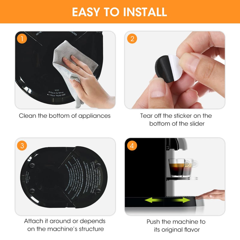 Aieve Appliance Slider, 16 Pcs Appliance Sliders for Kitchen Appliances, Small Appliance Slider for Most Countertop (Black) 16Pcs-Black