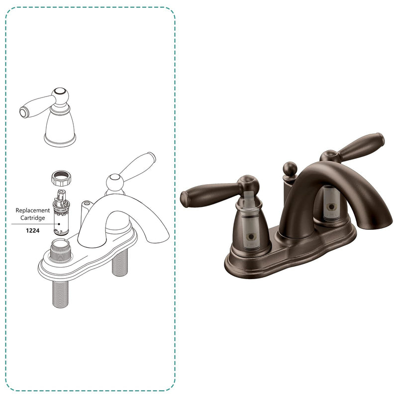1224 1224B Faucet Cartridge Replacement Kit For Most Double Handle Moen Faucets and Tub/Showers Repair Kit,Replacement Compatible with Moen Two Handle Faucets,4 Pack 1224 Cartridge