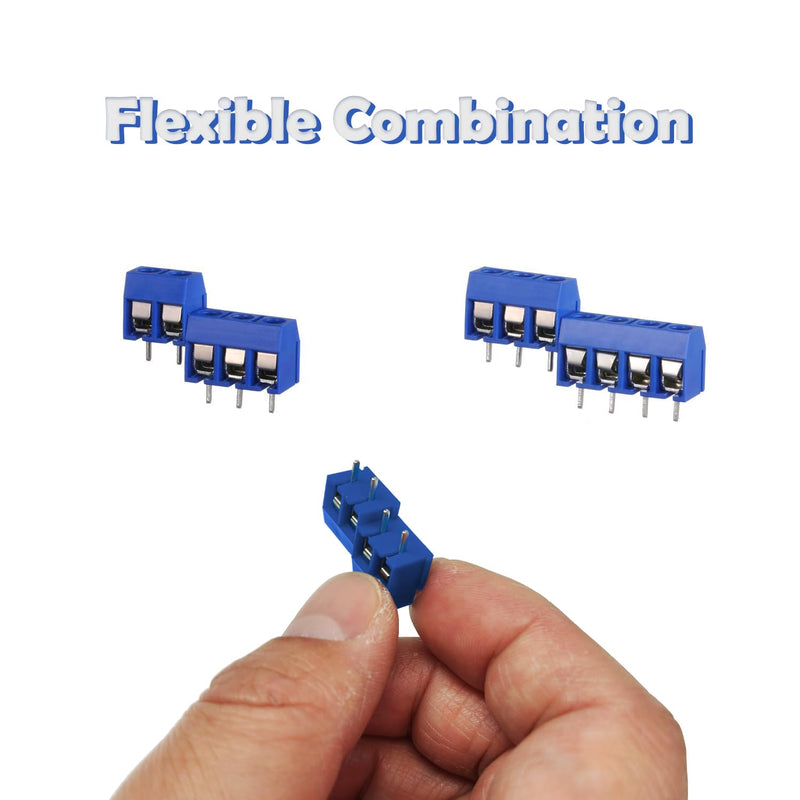 72PCS 5mm/0.2inch 2Pin 3Pin 4Pin Pitch PCB Mount Screw Terminal Block Connector Assortment Kit PCB Board Wire Connectors Green