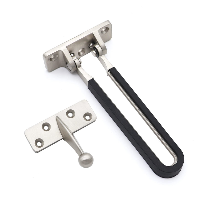 Home Security Door Lock Latch Guard Clasp Home Reinforcement Lock for Swing-in Doors Hotel Door Latches Anti-Theft Buckle (1, Silver) 1