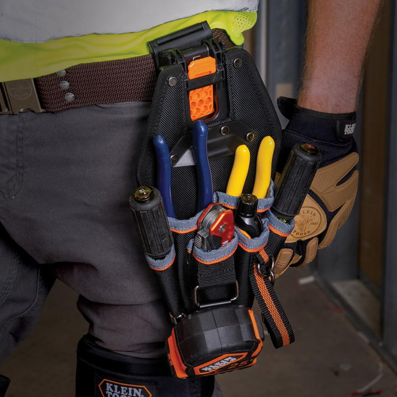 Klein Tools 55834MB MODbox Tool Pouch, Electrician Pouch, Quickly Attach and Release from Tool Belts and MODBox Rail System 161-inches Wide 6-Pocket Pouch